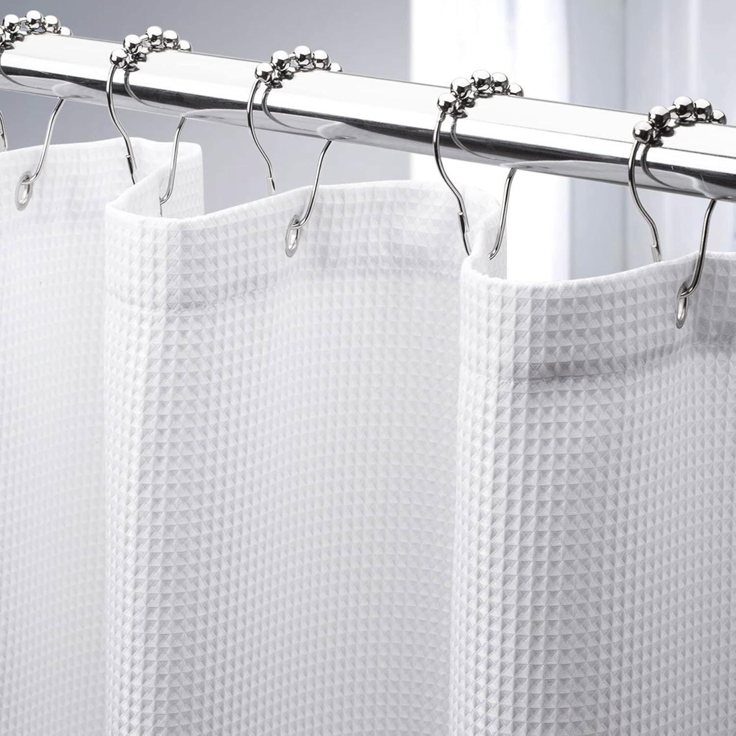 AmazerBath White Shower Curtain Fabric - GreaterT
