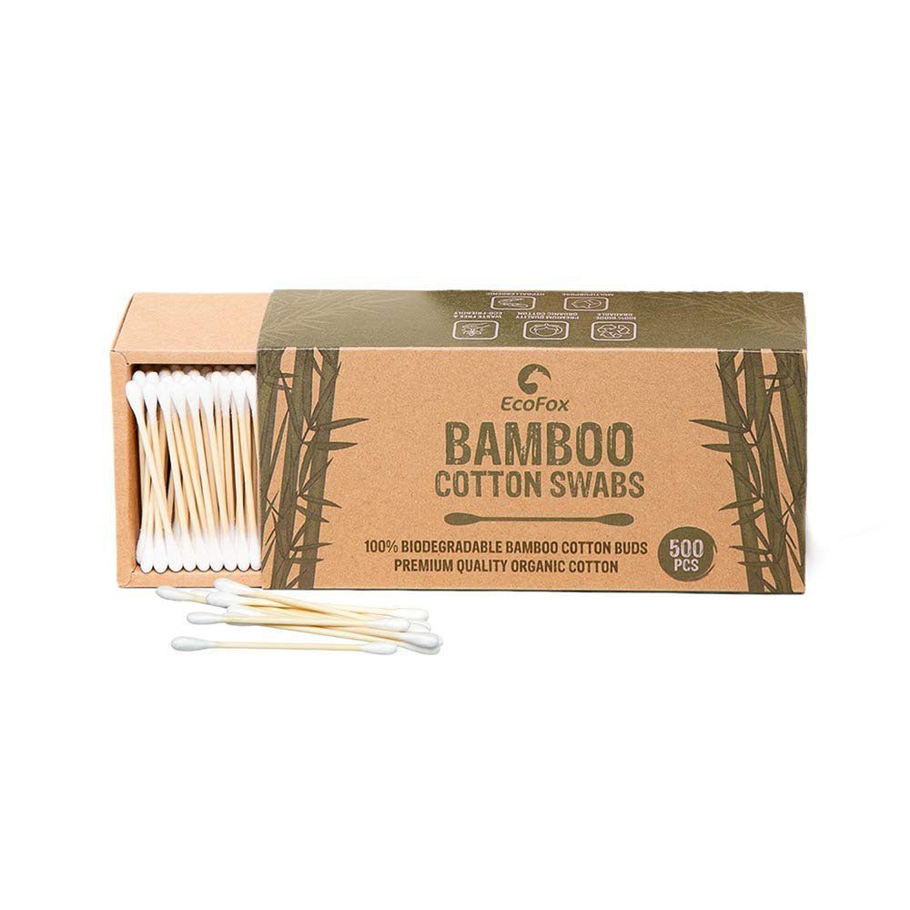 Bamboo Cotton Swabs 500 Count by EcoFox - GreaterT