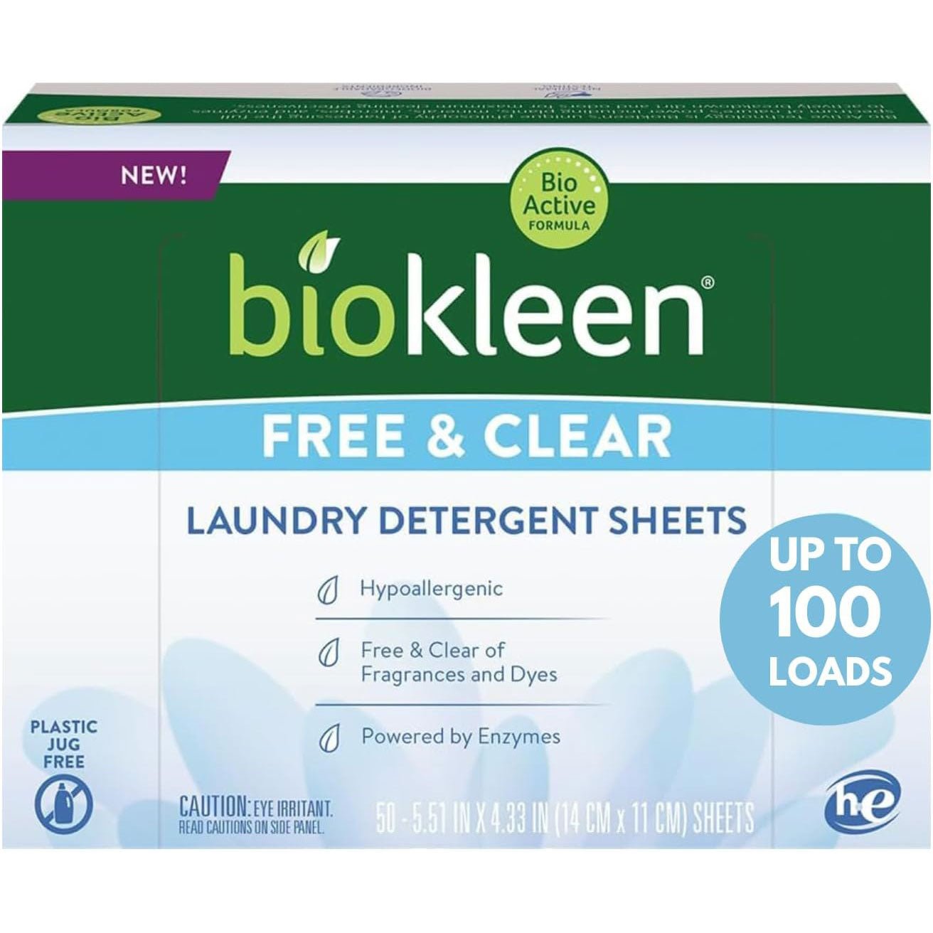 Biokleen Laundry Detergent Sheets, 50 Sheets, 100 Loads - GreaterT