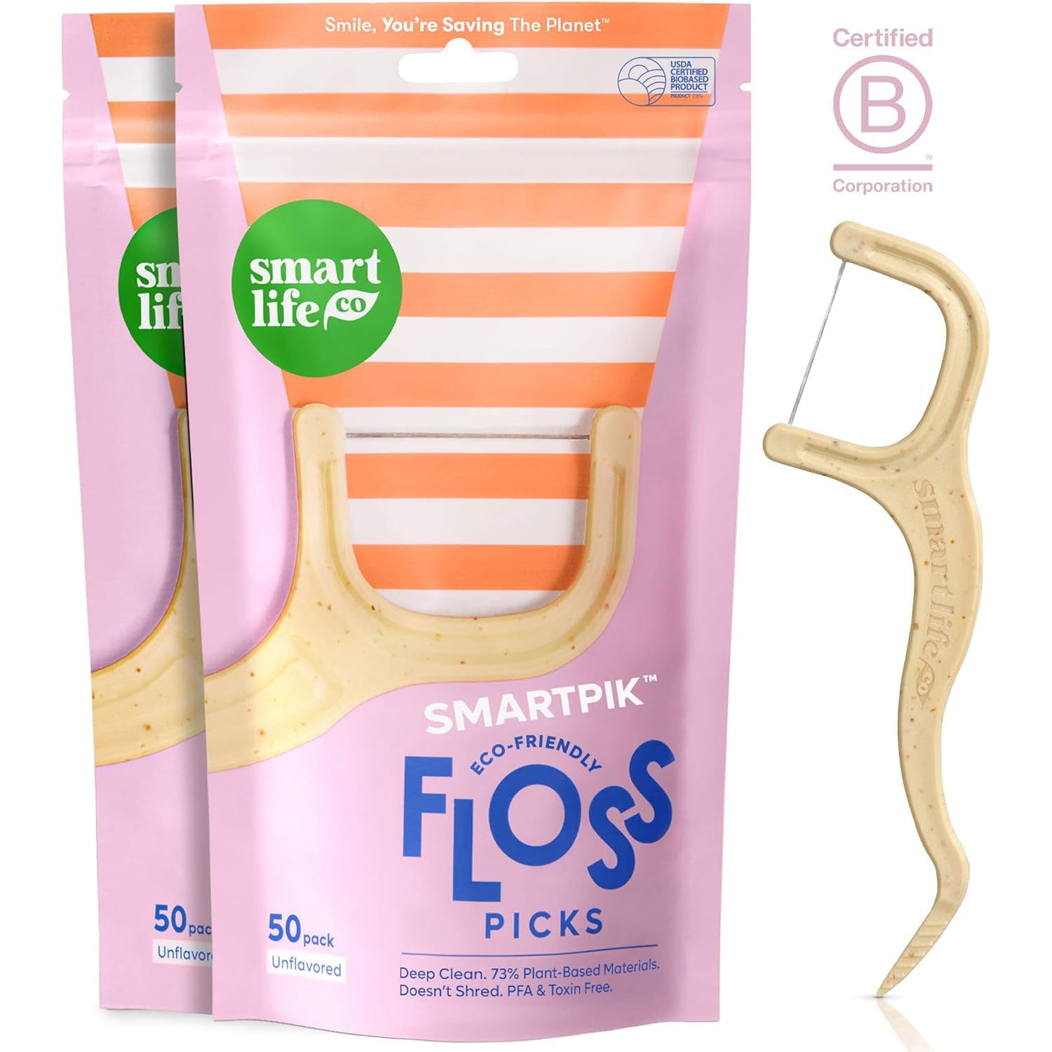 SMARTLIFECO Biodegradable Dental Floss Picks - GreaterT