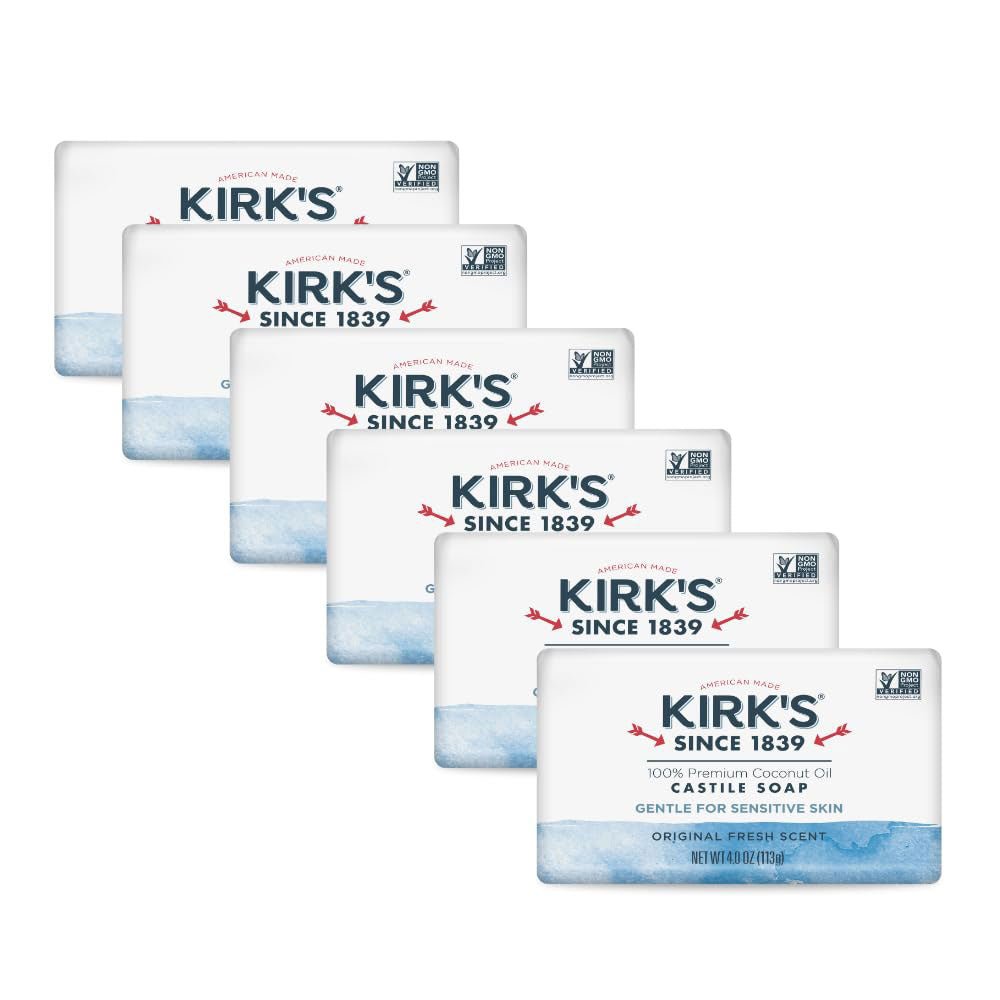 Kirk's Castile Bar Soap Clean Soap for Men, Women & Children - 6 Pack - GreaterT