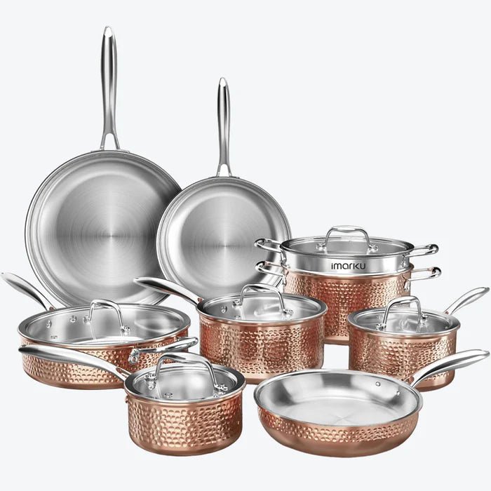 Tinkersmith Ultimate Series TU16/TU14 - Pots and Pans Set Tri - ply Clad Stainless Steel Cookware Set - GreaterT
