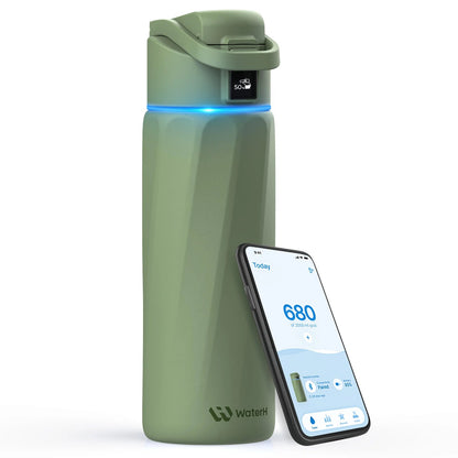 WaterH Smart Water Bottle 24 oz with Hydration Tracking - GreaterT