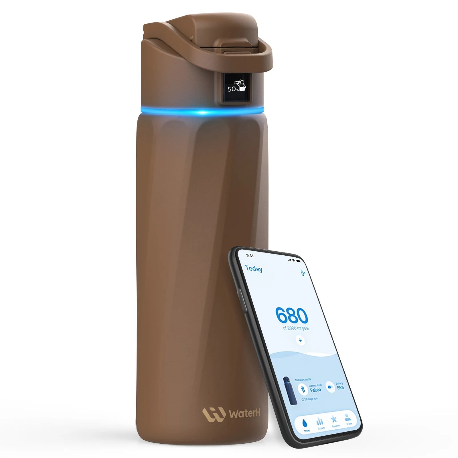 WaterH Smart Water Bottle 24 oz with Hydration Tracking - GreaterT